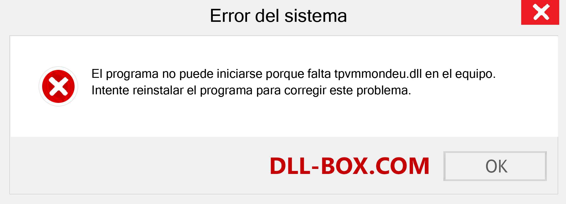 ¿Falta el archivo tpvmmondeu.dll ?. Descargar para Windows 7, 8, 10 - Corregir tpvmmondeu dll Missing Error en Windows, fotos, imágenes